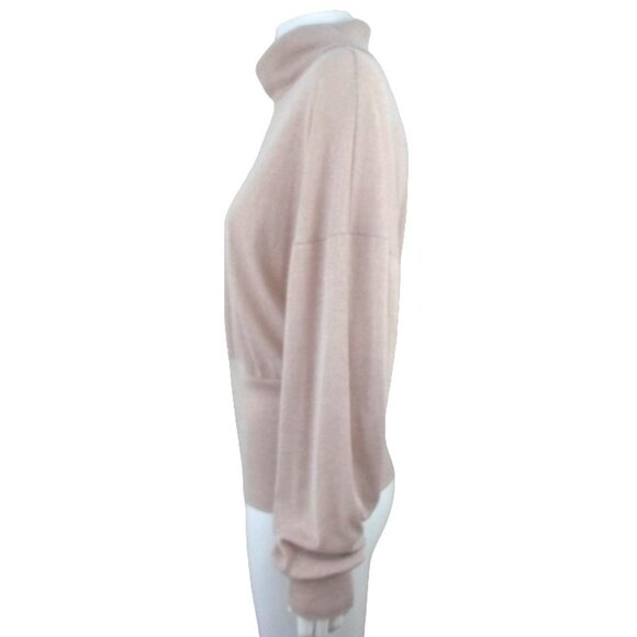 Free People Glam Pink Beige Metallic Turtleneck Top - Picture 2 of 6